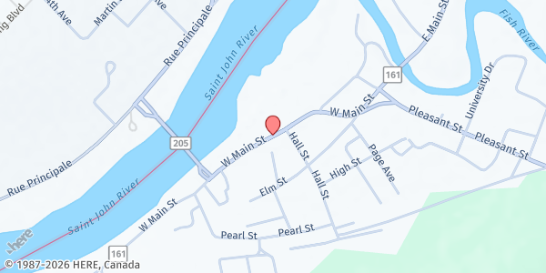 Map showing Greater Fort Kent Ecumenical Food Pantry at 229 West Main Street, Fort Kent, ME