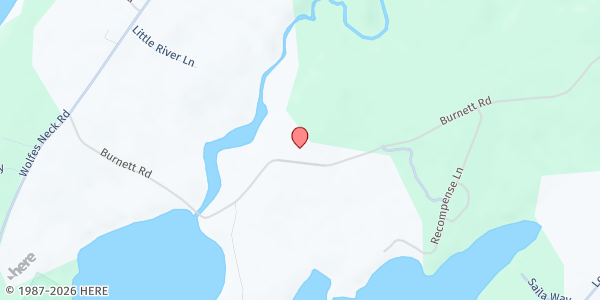 Map showing Wolfe's Neck Farm at 184 Burnett Road, Freeport, ME