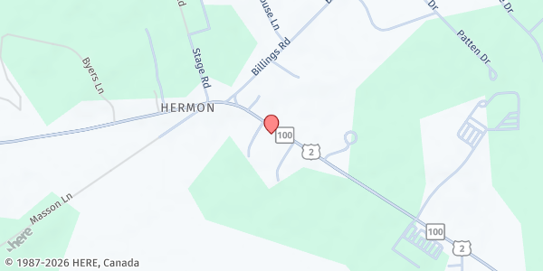 Map showing Samaritan, Inc @ Hermon Baptist Church at 2496 Route 2, Hermon, ME