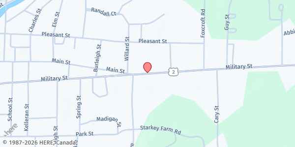 Map showing Mildred's Food Pantry at 110 Military St, Houlton, ME