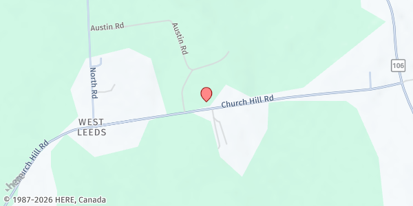 Map showing Leeds Food Pantry at 123 Church Hill Road, Leeds, ME