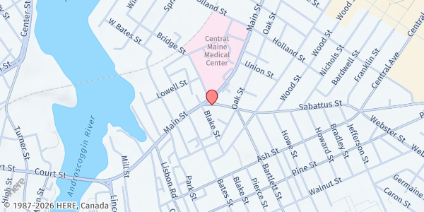 Map showing Lewiston Winter Farmers' Market at 130 East Avenue, Lewiston, ME