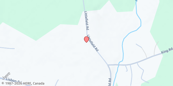 Map showing Chirp Creek Farm at 76 Littlefield Road, Lisbon, ME