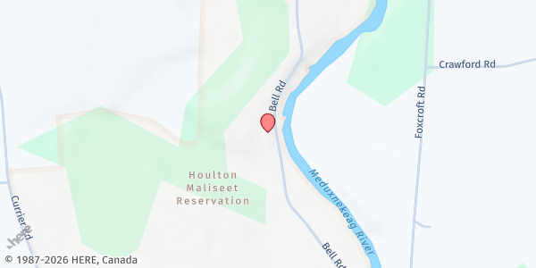 Map showing Houlton Band of Maliseet Indians Food Pantry at 88 Bell Road, Littleton, ME
