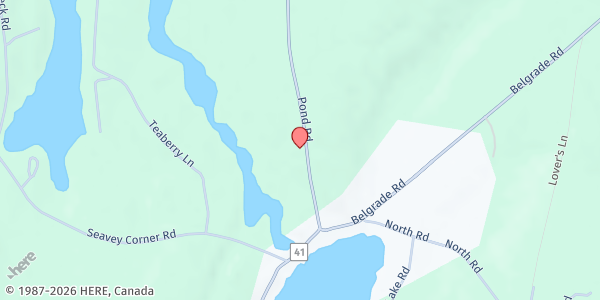 Map showing First Baptist Church Food Bank at 321 Pond Rd, Mt Vernon, ME