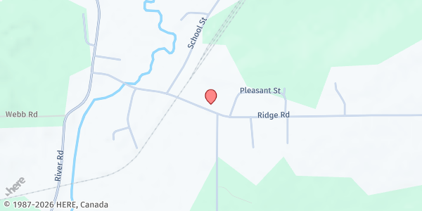 Map showing Oakfield Baptist Food Pantry at 72 Ridge Road, Oakfield, ME