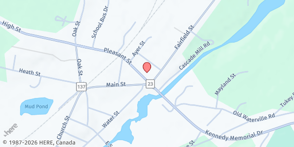 Map showing Oakland Family Medicine at 25 First Park Dr, Oakland, ME