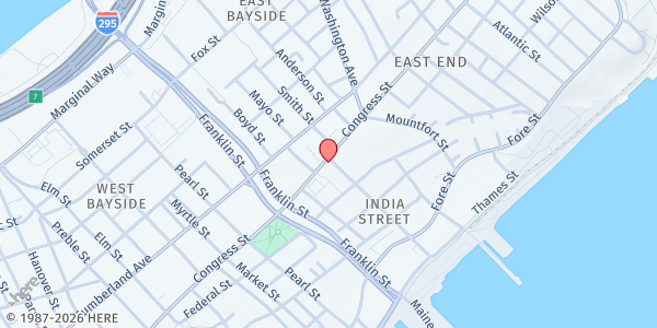 Map showing Maine Medical Partners – Portland Family Medicine at 272 Congress St, Portland, ME