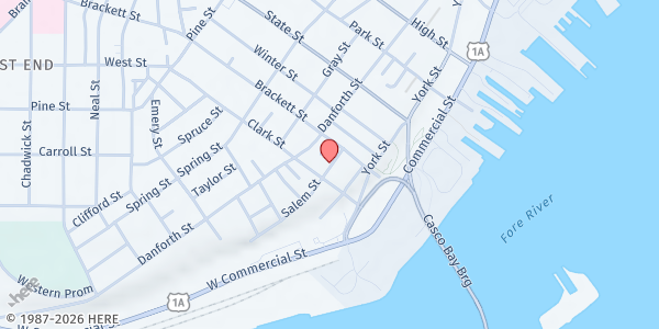 Map showing Neighborhood Action Coalition - Food Distribution Center at 17 Salem St, Portland, ME