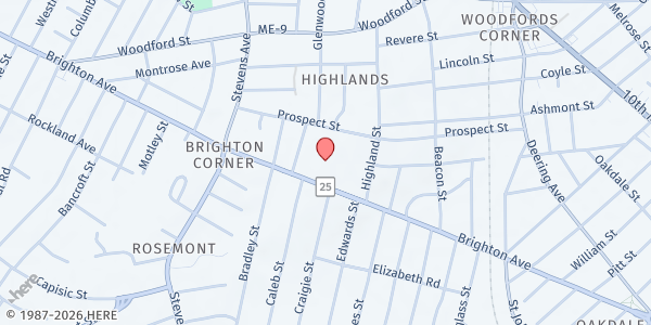 Map showing New England Rehabilitation Hospital of Portland at 335 Brighton Ave #201, Portland, ME