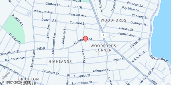 Map showing Project FEED Inc - Portland at 202 Woodford St, Portland, ME