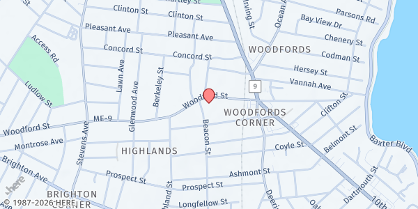 Map showing Project Feed Inc - Portland at 202 Woodford St, Portland, ME
