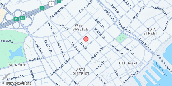 Map showing Salvation Army – Portland Food Pantry at 297 Cumberland Ave, Portland, ME