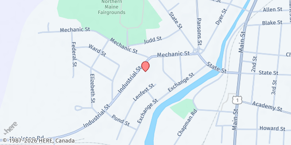 Map showing GIFT (Grace Interfaith Food Table) at 11 Industrial St, Presque Isle, ME