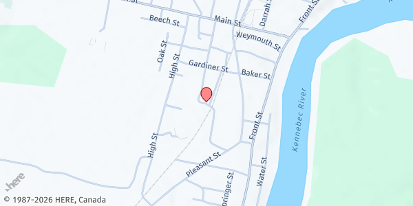 Map showing Richmond Area Food Pantry at 15 Spruce St, Richmond, ME