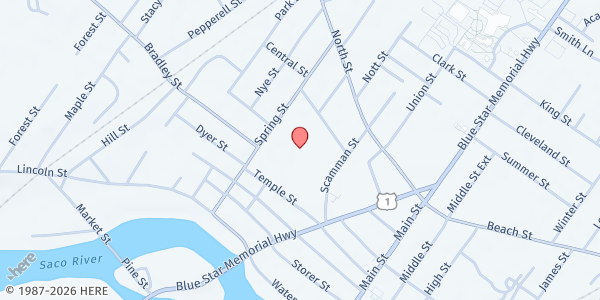 Map showing Maine Medical Practice – Saco Pediatrics at 4 Scamman St #51, Saco, ME