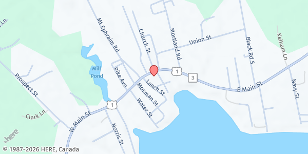 Map showing Searsport Congregational & Methodist Church Food Cupboard at 43 East Main Street, Searsport, ME