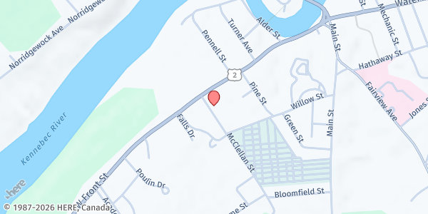 Map showing Shelters By Jesus at 12 McLellan Street, Skowhegan, ME