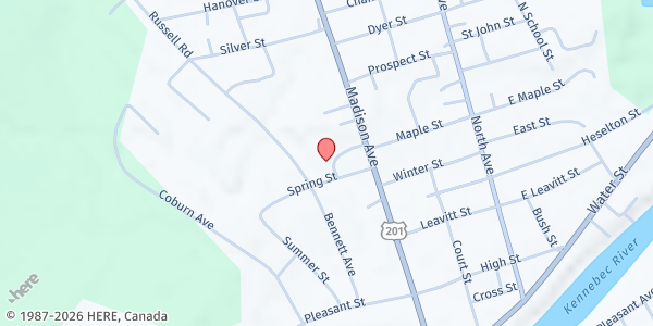 Map showing Skowhegan Winter Farmers' Market at 144 Madison Avenue, Skowhegan, ME