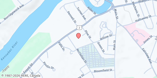 Map showing Trinity Evangelical Free Church at 12 McLellan Street, Skowhegan, ME