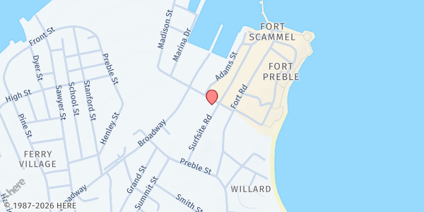 Map showing Captains Cupboard Food Pantry at 5 Surfsite Rd, South Portland, ME