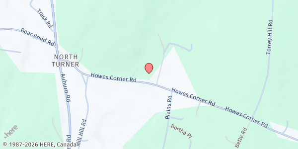 Map showing Turner Community Food Bank at 96 Howes Corner Rd, Turner, ME