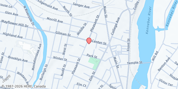 Map showing The Greater Waterville Food Bank at 61 Pleasant Street, Waterville, ME