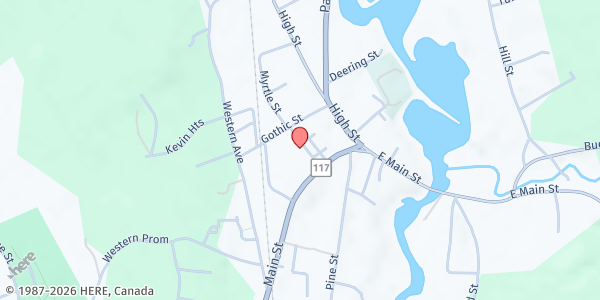 Map showing Neighborly Niche Food Pantry at 14 Church St, West Paris, ME