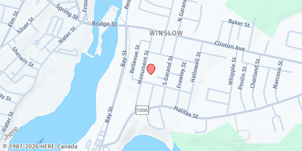 Map showing St. John the Baptist Church at 11 St. John St., Winslow, ME
