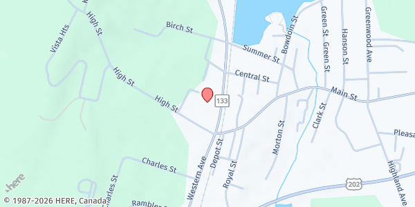 Map showing St. Francis Xavier Parish Hall at 130 Route 133, Winthrop, ME