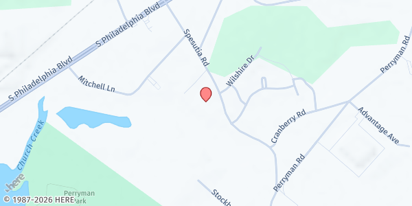 Map showing AME Refuge Temple Church at 116 Spesutia Road, Aberdeen, MD