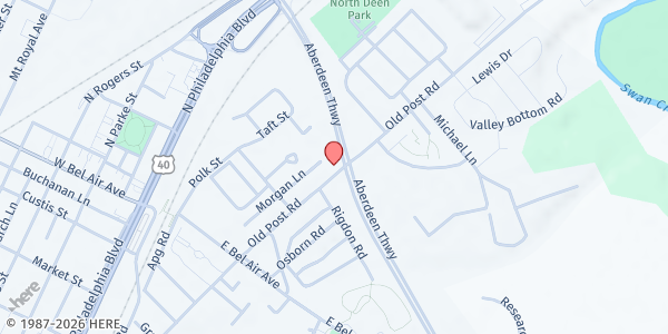 Map showing CHOSEN CDC Food Services - Aberdeen at 200 Old Post Road, Aberdeen, MD