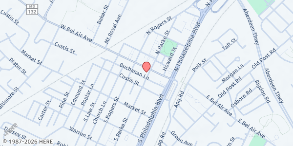 Map showing Grace United Methodist Church at 110 W Bel Air Ave, Aberdeen, MD