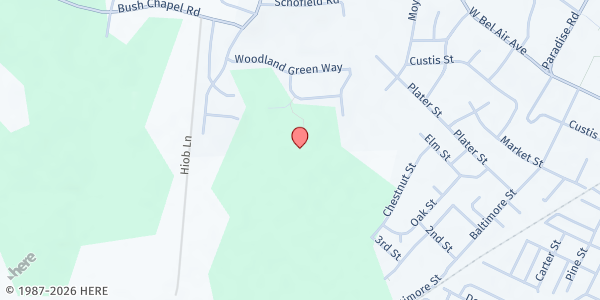 Map showing Grove Presbyterian Church, Food Pantry at 50 East Bel Air Avenue, Aberdeen, MD