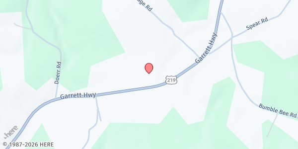 Map showing Calvary Tabernacle Storehouse Ministries at 27893 Garrett Hwy, Accident, MD