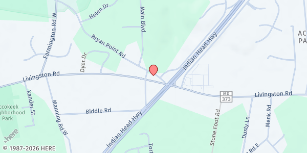 Map showing RIVER JORDAN PROJECT, INC. at 15809 Livingston Road, Accokeek, MD