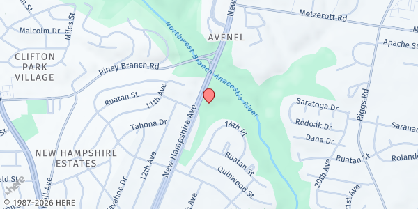 Map showing St. Michael and All Angels at 8501 New Hampshire Ave, Adelphi, MD