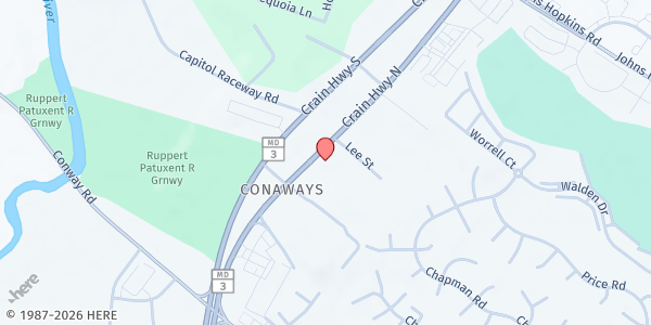 Map showing Wilson Memorial Church at 1113 State Rt. 3 N, Andersons Corner, MD