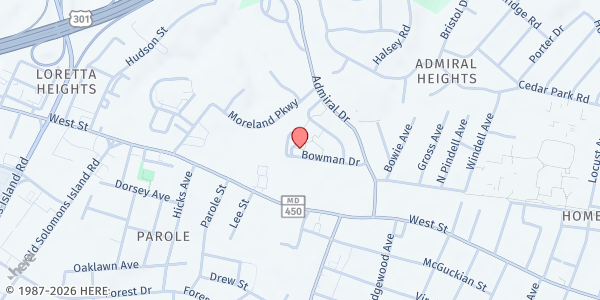 Map showing Annapolis Garden at 1840 Bowman Court, Annapolis, MD