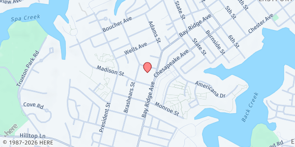 Map showing Annapolis Spanish Church at 926 Bay Ridge Avenue, Annapolis, MD