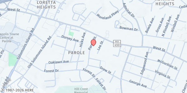 Map showing Cecil Memorial UMC at 15 Parole Street, Annapolis, MD