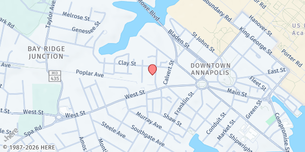 Map showing First Baptist of Annapolis at 31 West Washington Street, Annapolis, MD
