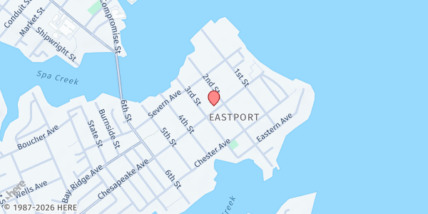 Map showing First Baptist of Eastport at 206 Chesapeake Ave., Annapolis, MD