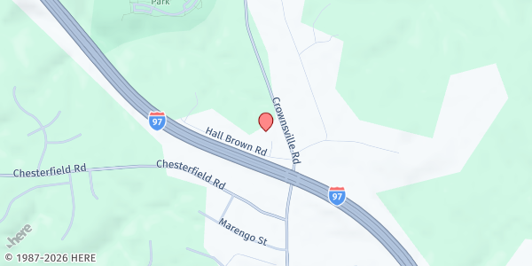 Map showing First Christian Community Church at 1800 Hall Brown Road, Annapolis, MD