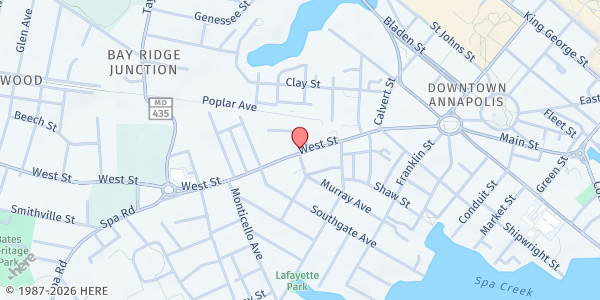 Map showing On Our Own - Annapolis at 162 West Street, Annapolis, MD