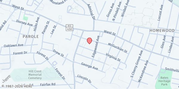 Map showing Restoration Community Dev. - Main Location at 1812 Virginia Street, Annapolis, MD