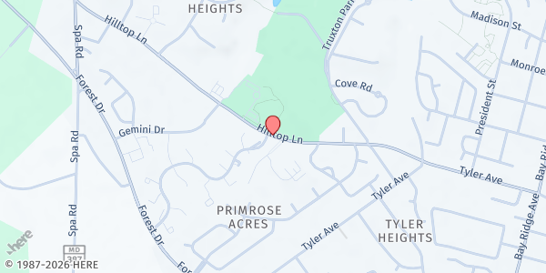 Map showing Salvation Army - Annapolis at 351 Hilltop Lane, Annapolis, MD