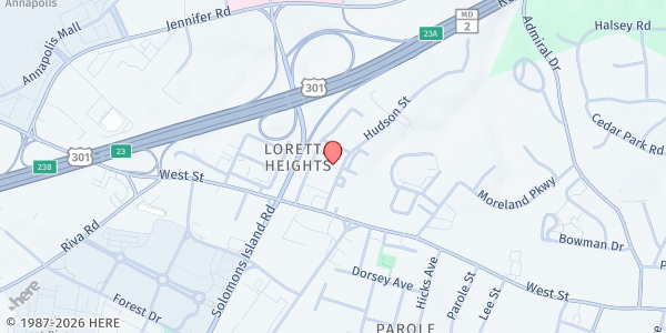 Map showing The Light House: A Homeless Prevention Support Center at 10 Hudson Street, Annapolis, MD