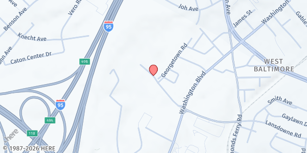 Map showing Women of Valor's Family First Program at 1730 Twin Springs Road, Arbustus, MD