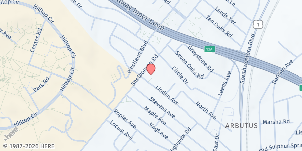 Map showing Holy Nativity Church at 1200 Linden Avenue, Arbutus, MD